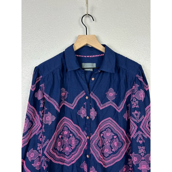 Anthropologie Embroidered Relaxed Button Down Shirt - Picture 5 of 11